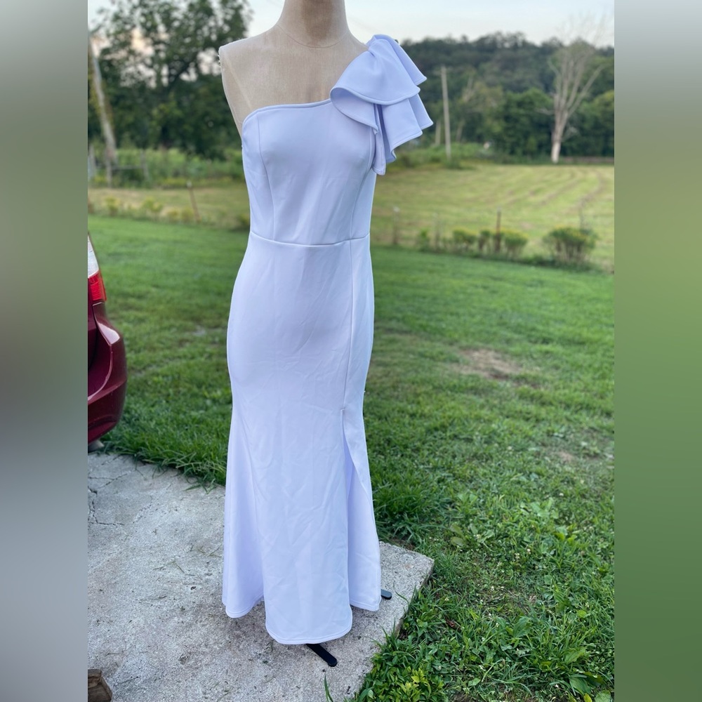 White one shoulder formal long dress size medium